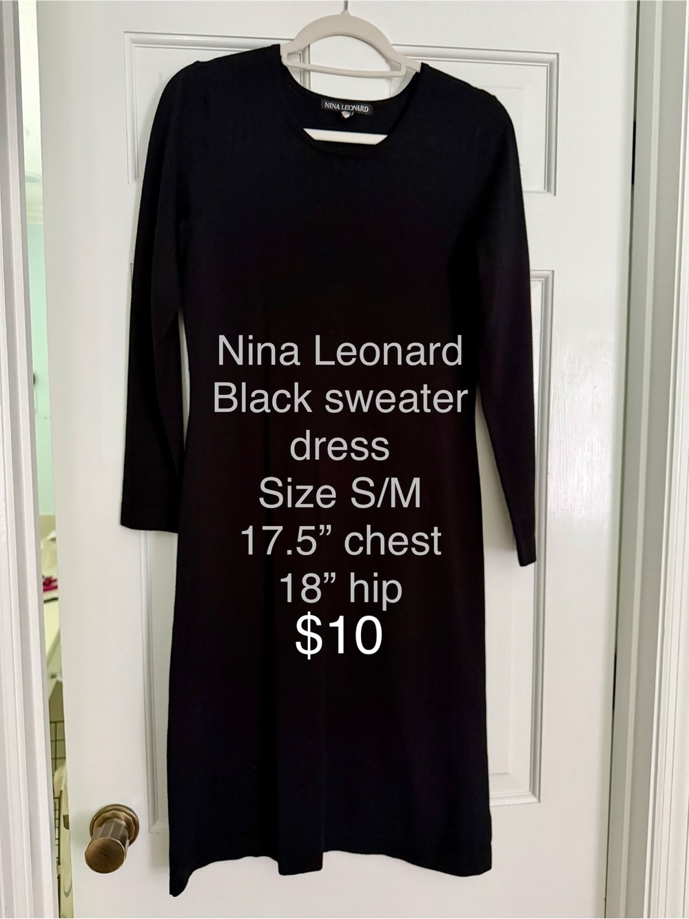 Nina Leonard Black Long Sleeve Sweater Dress